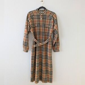 Burberry Vintage Wool Midi Belted Dress